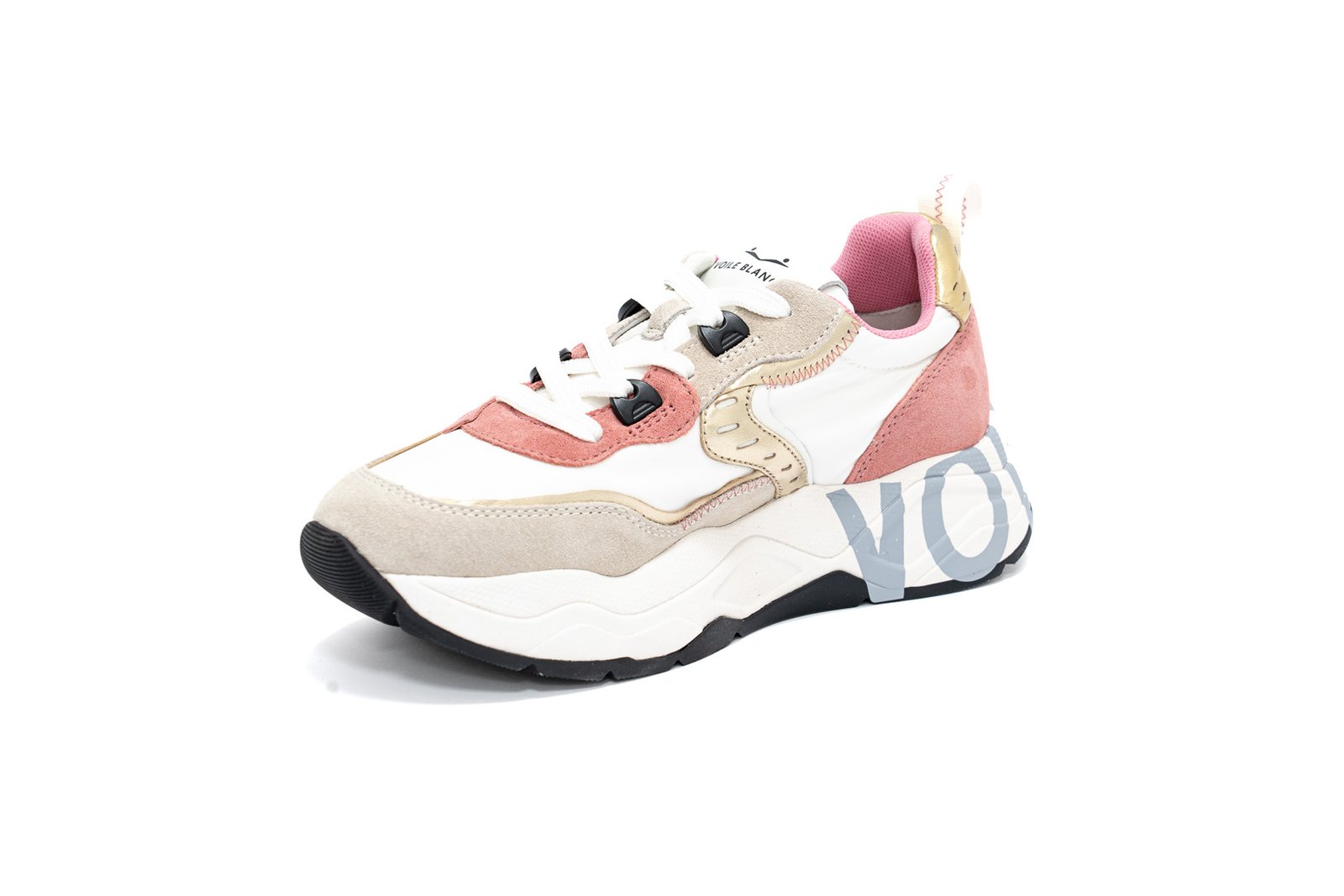 Voile Blanche - Sneakers in pelle e tessuto bianco e rosa - immagine 2
