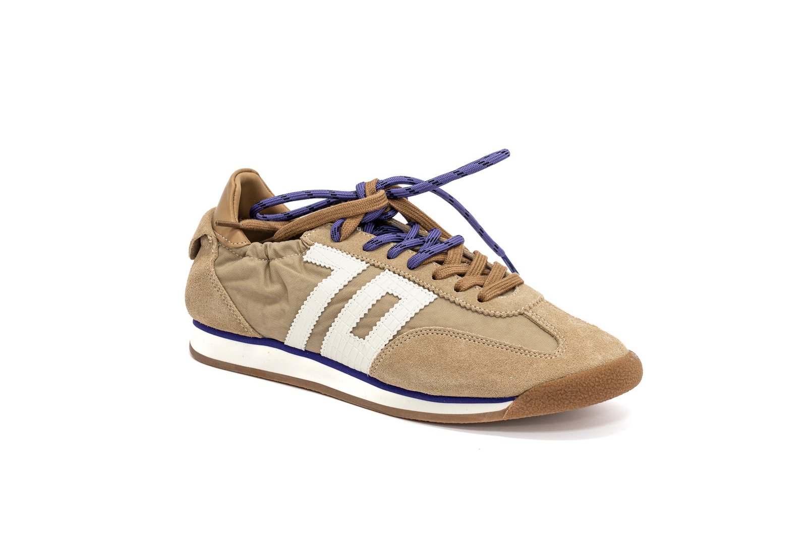 Back 70 - Sneakers in pelle e tessuto camel