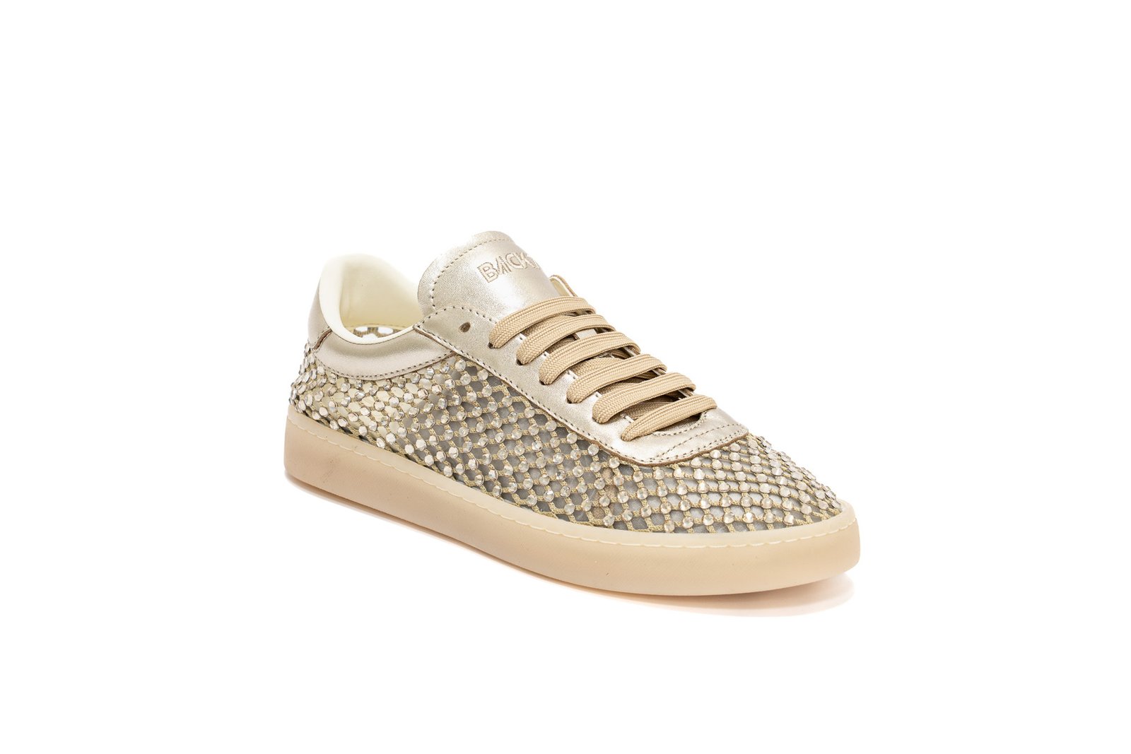 Back 70 - Sneakers in tessuto panna con strass