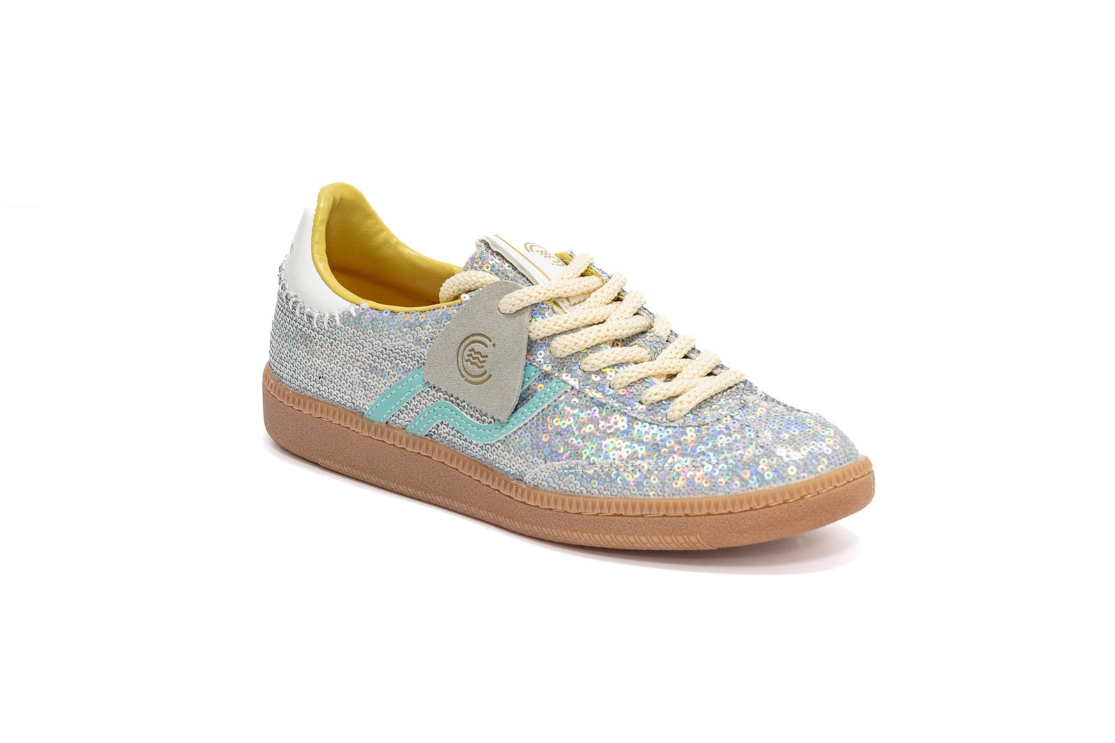 Prima Base - Sneakers in pailletes argento